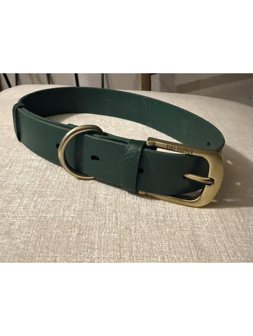Tuff Pupper Classic Waterproof Dog Collar Forest Green Brass Buckle Adjustable